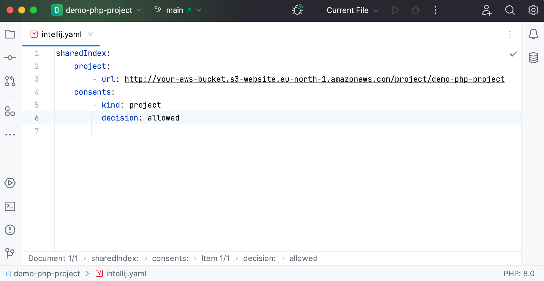 YAML file with shared indexes