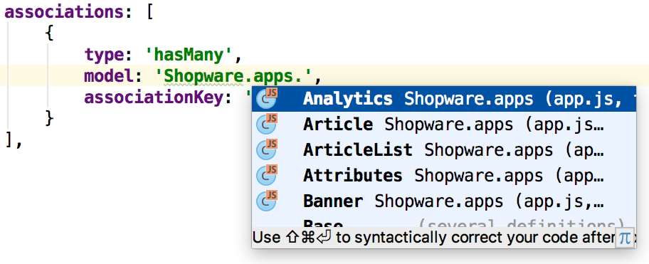 Shopware: Complete ExtJs model