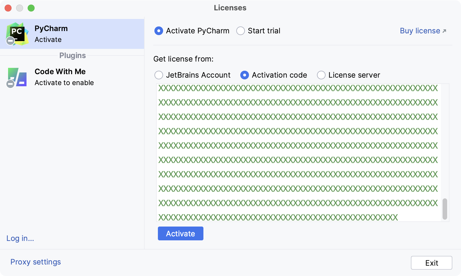 pycharm offline activation code