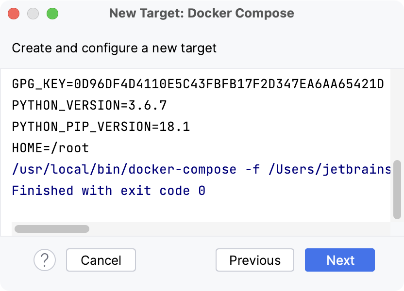 Configuring
                                    a Docker Compose target