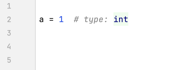 example of adding a type hint for a variable (Python 2)