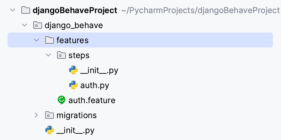 a Django project structure required for behave-django integration