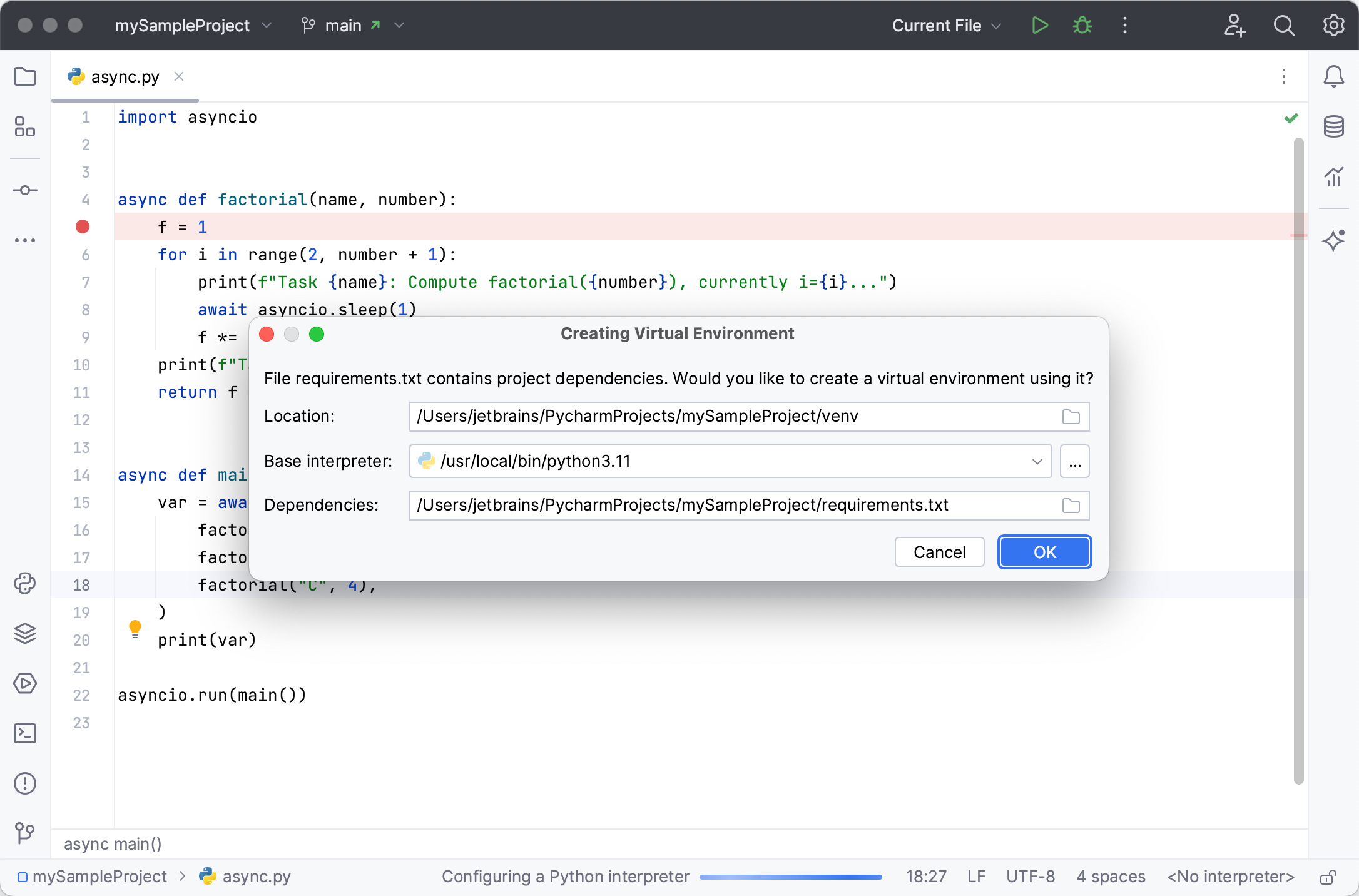 Create a virtual environment using the requirements.txt file