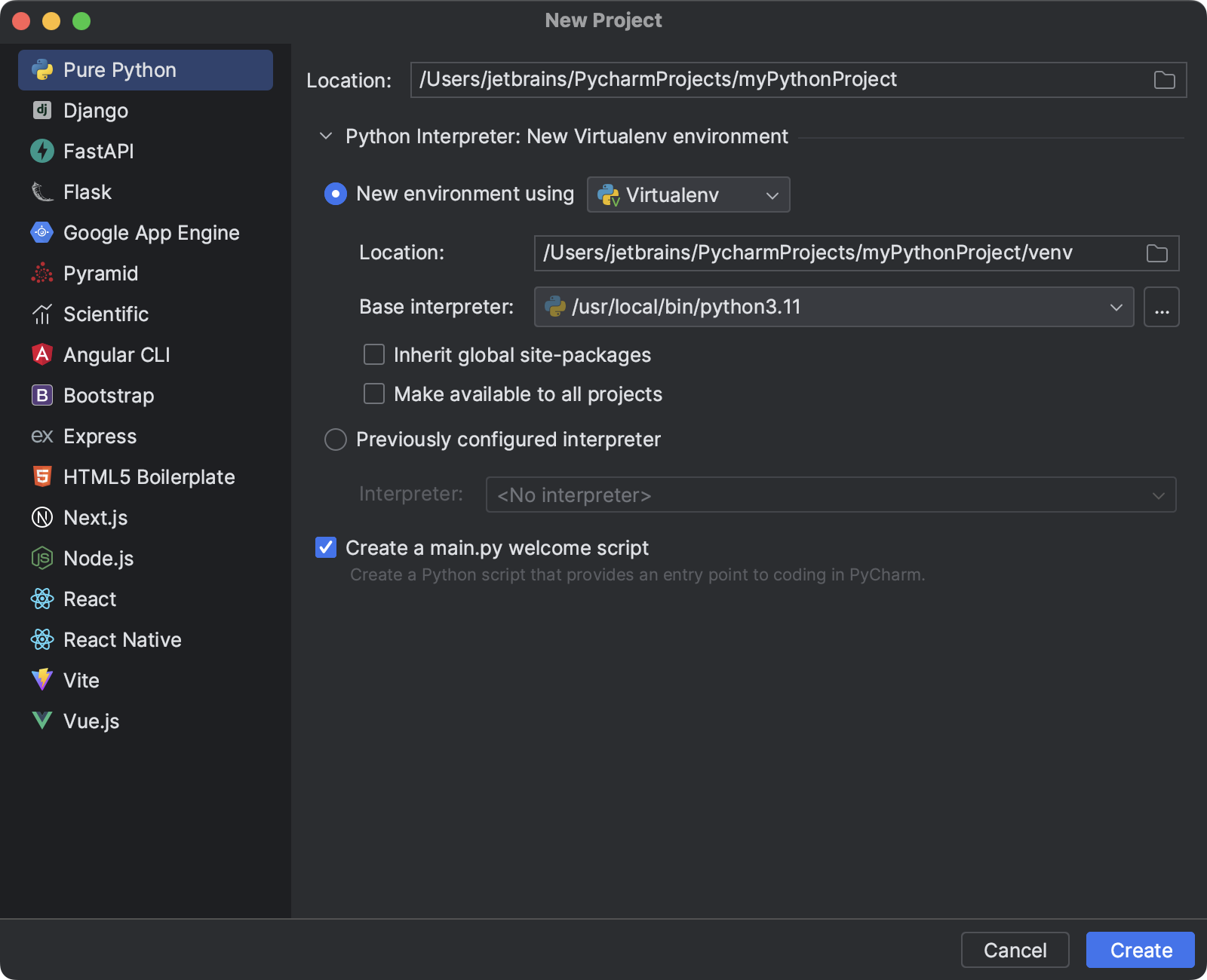 Creating a Python project