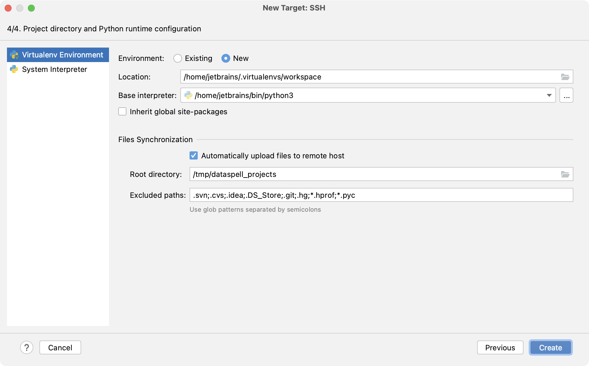 Selecting a Python environment