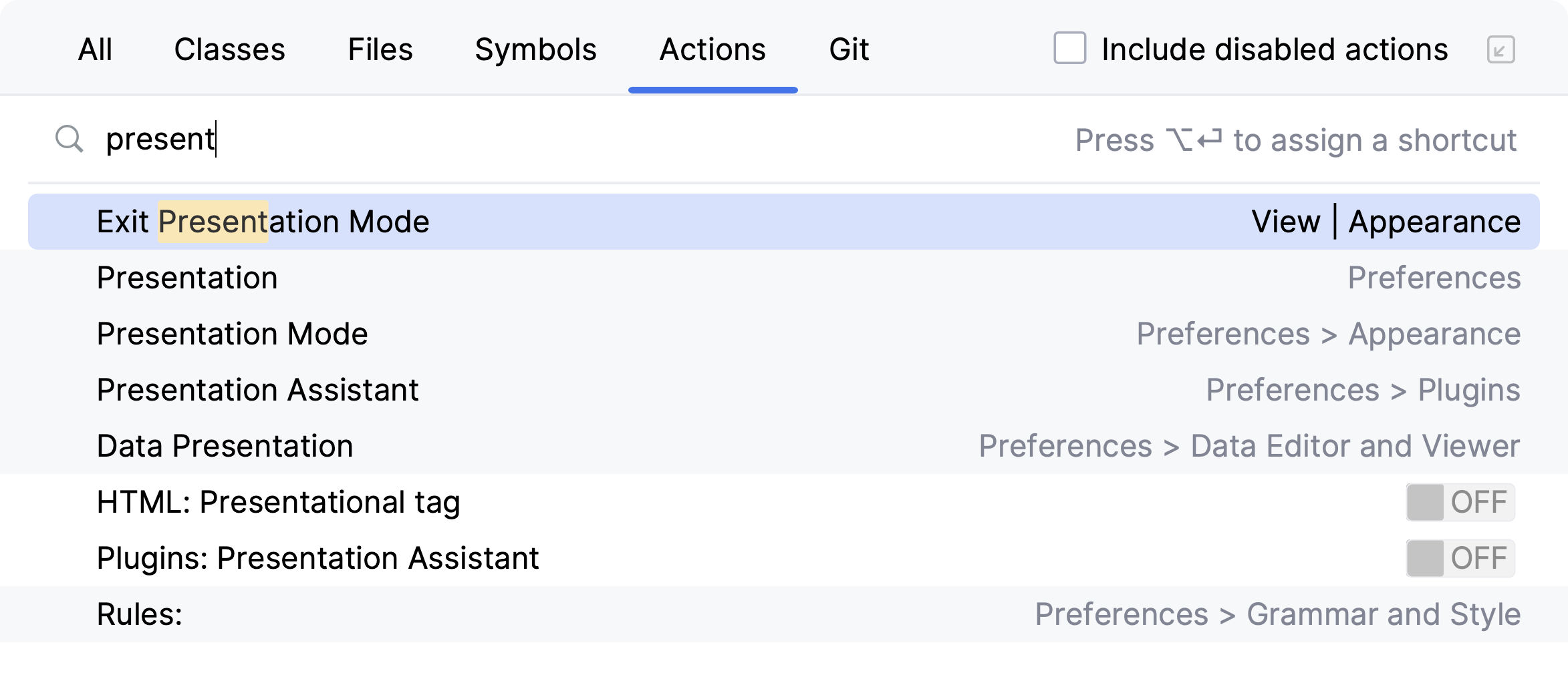 exit presentation mode pycharm