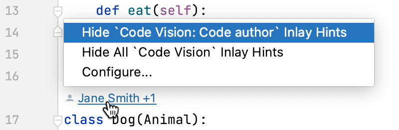 Hide code author names