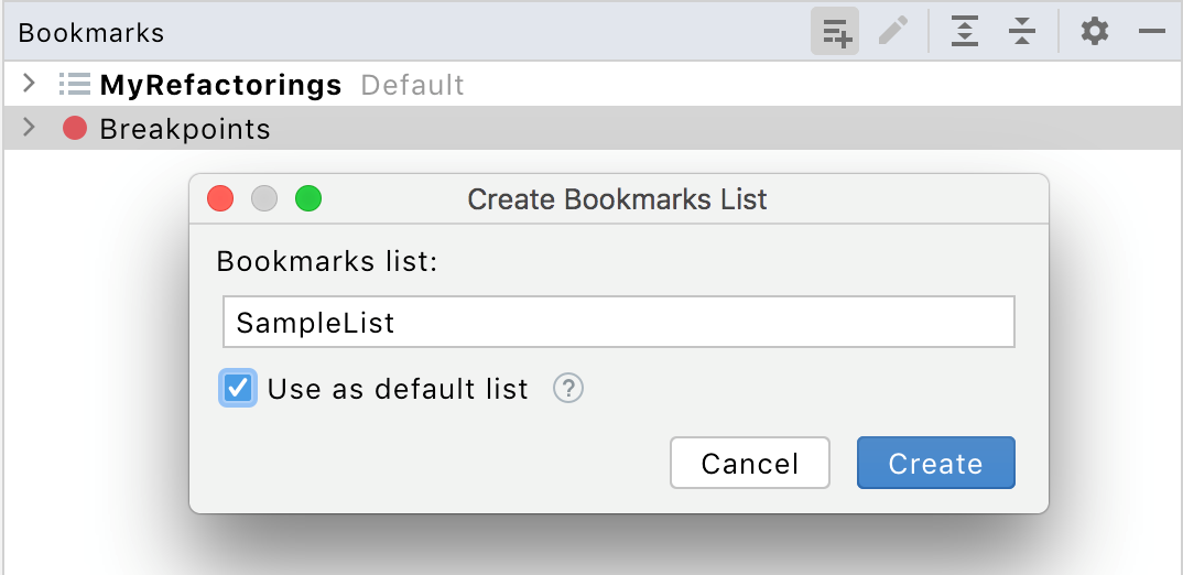 Creating new bookmarks list