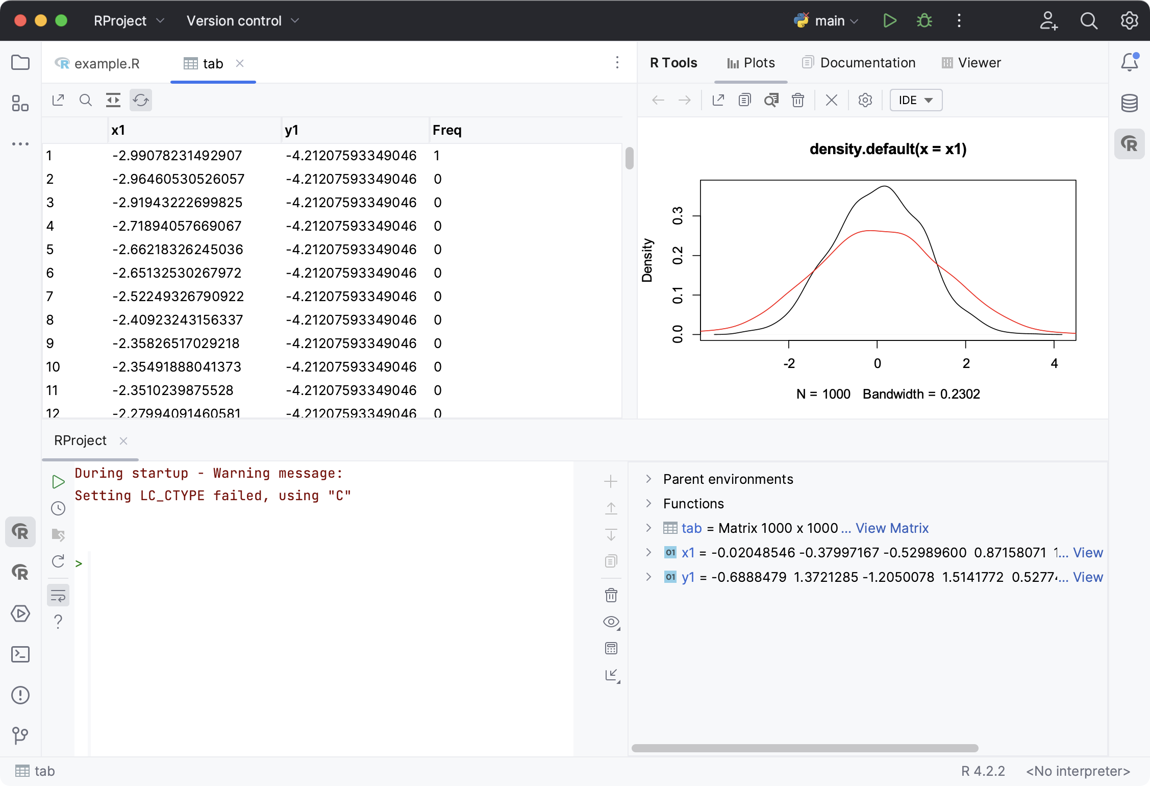 Previewing data in the Table View