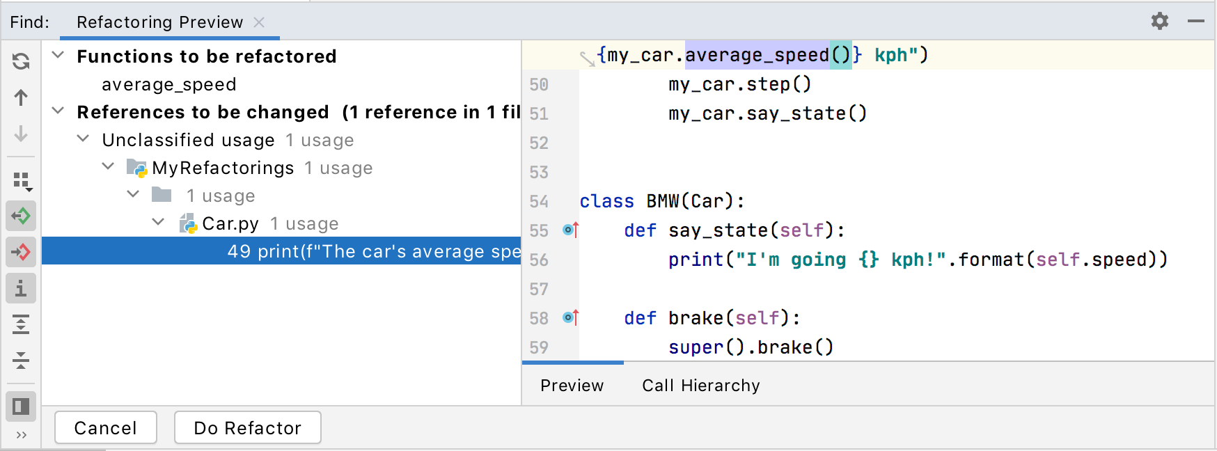 Refactoring preview