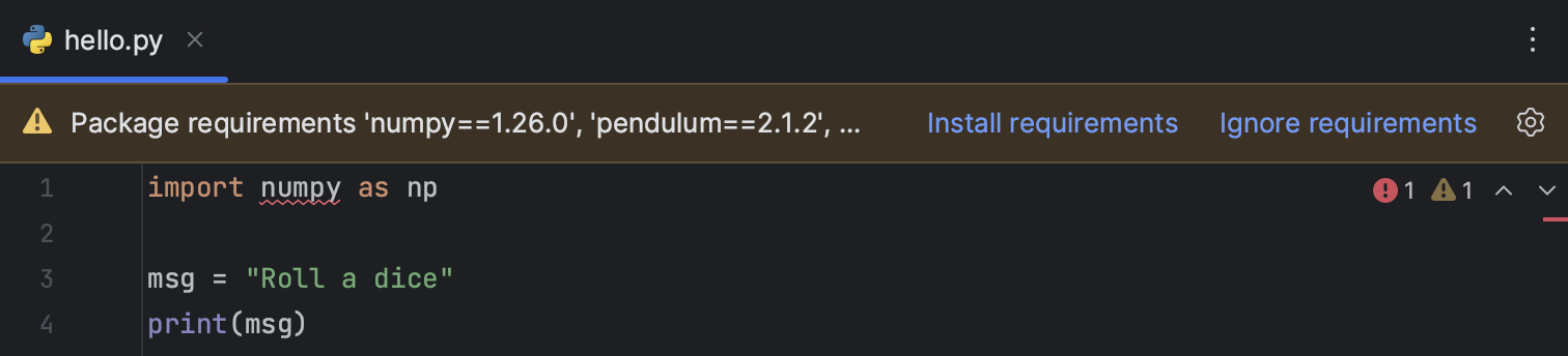 Notification on the requirements