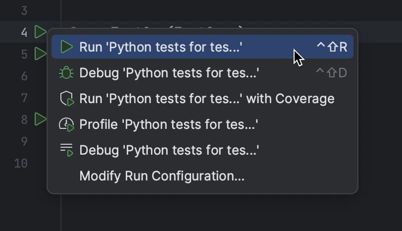 Test Your First Python Application | PyCharm Documentation