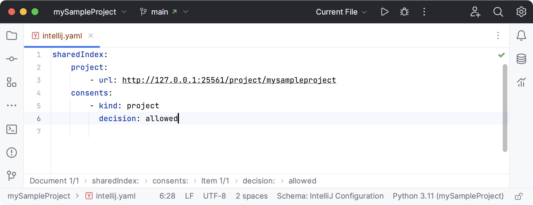 YAML file with shared indexes