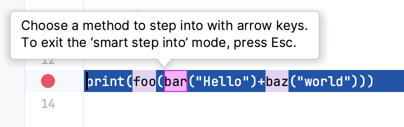 PyCharm: Smart step into - stepping into selected call