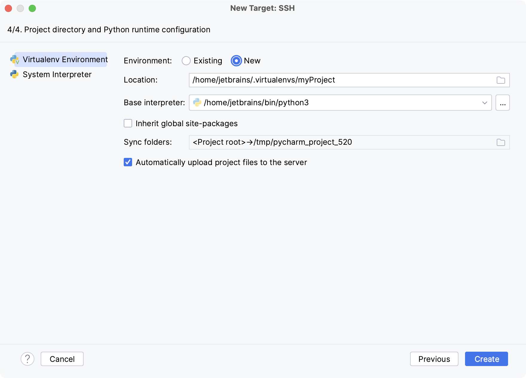 Selecting a Python environment