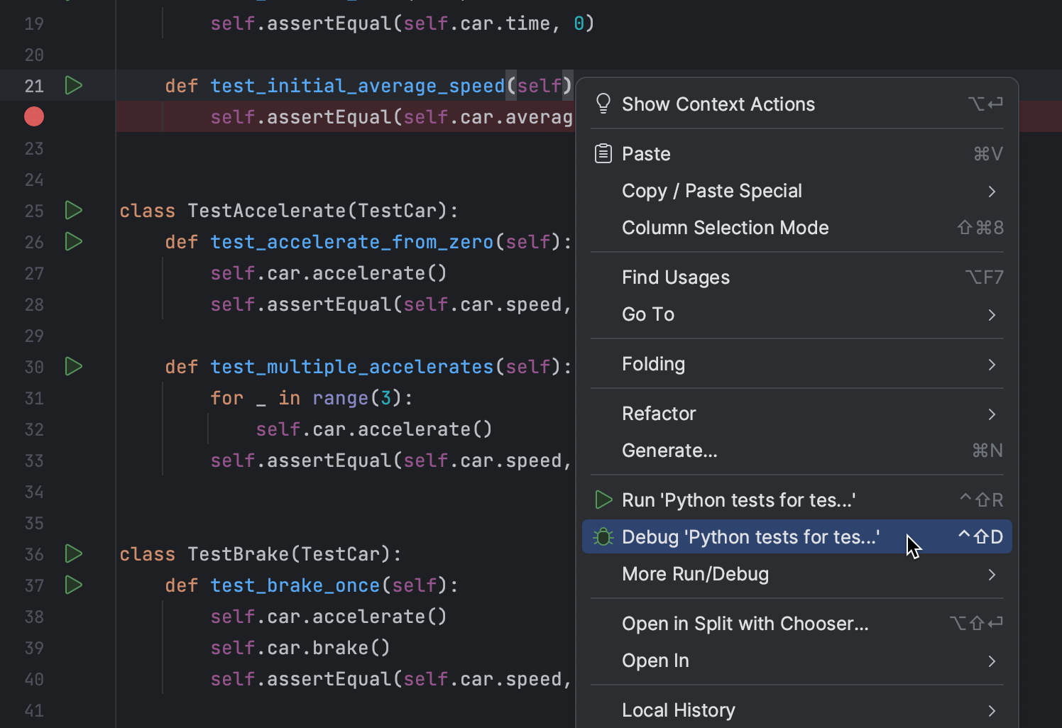 Test your first Python application | PyCharm Documentation