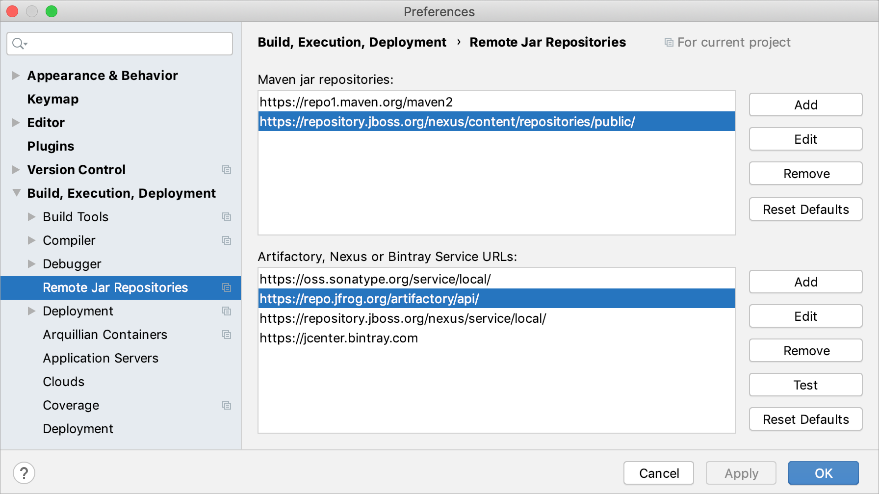 Configuring custom remote repository