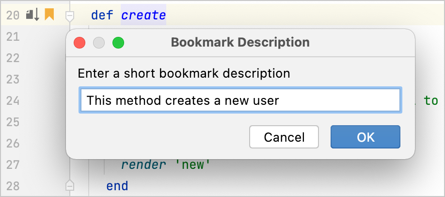 Renaming a bookmark