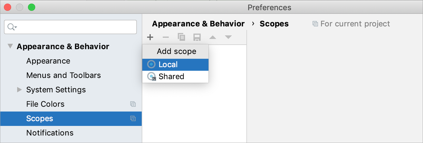 Creating a new scope: selecting between a shared and a local scope