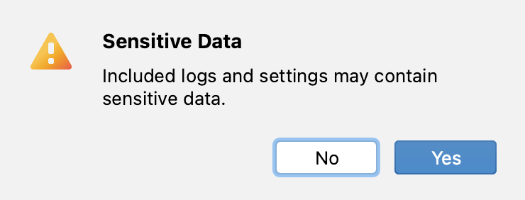 the Sensitive Data dialog