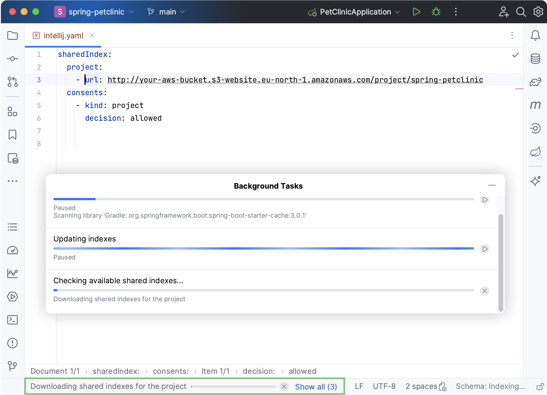 Downloading shared indexes