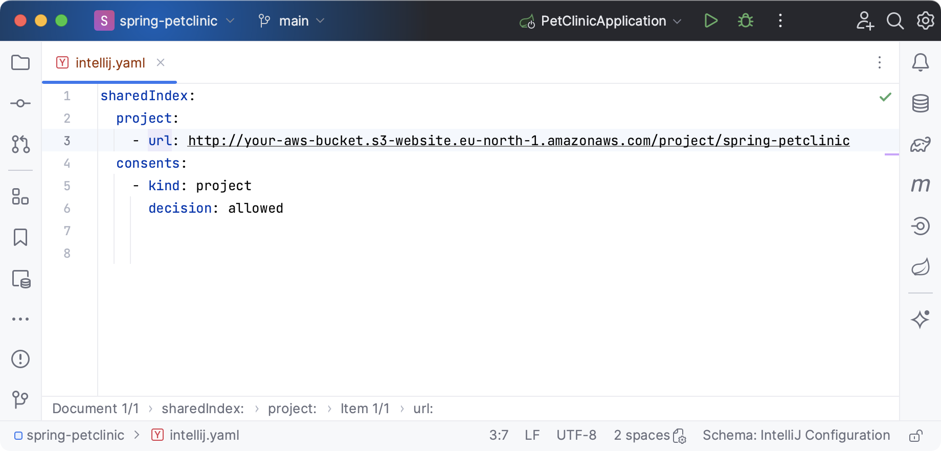 YAML file with shared indexes