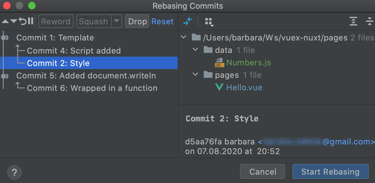 Interactive Rebase graph