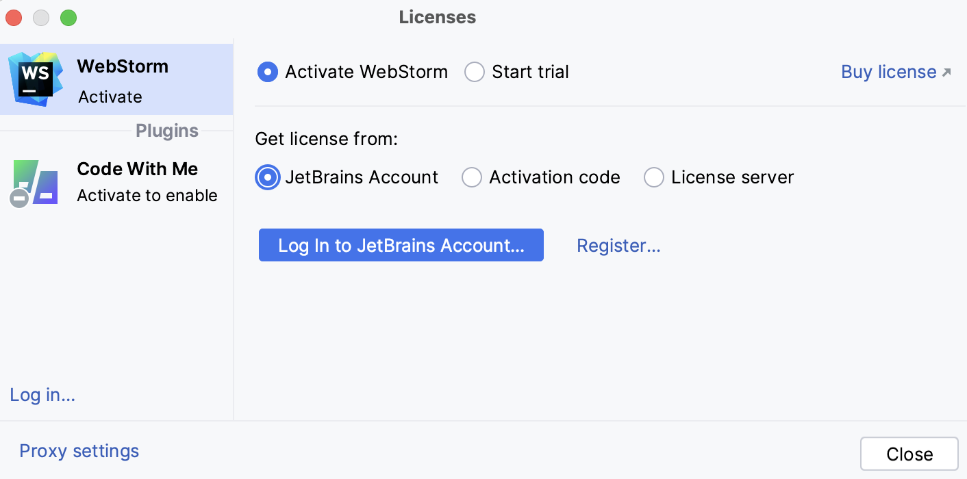 webstorm license proxy