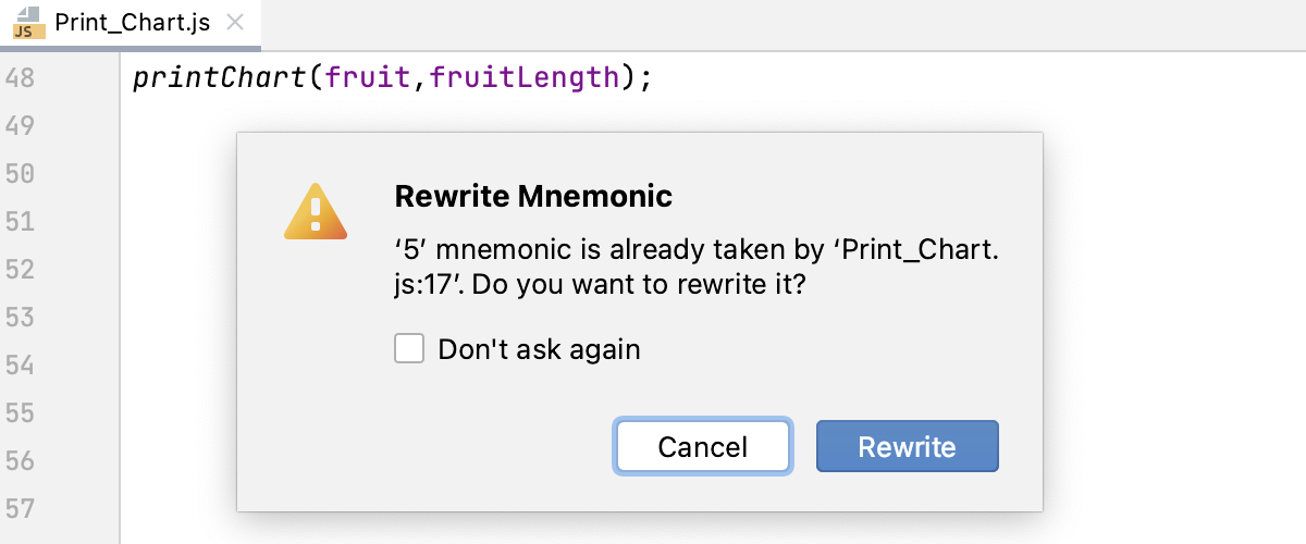 Adding a mnemonic bookmark: Rewrite mnemonic popup