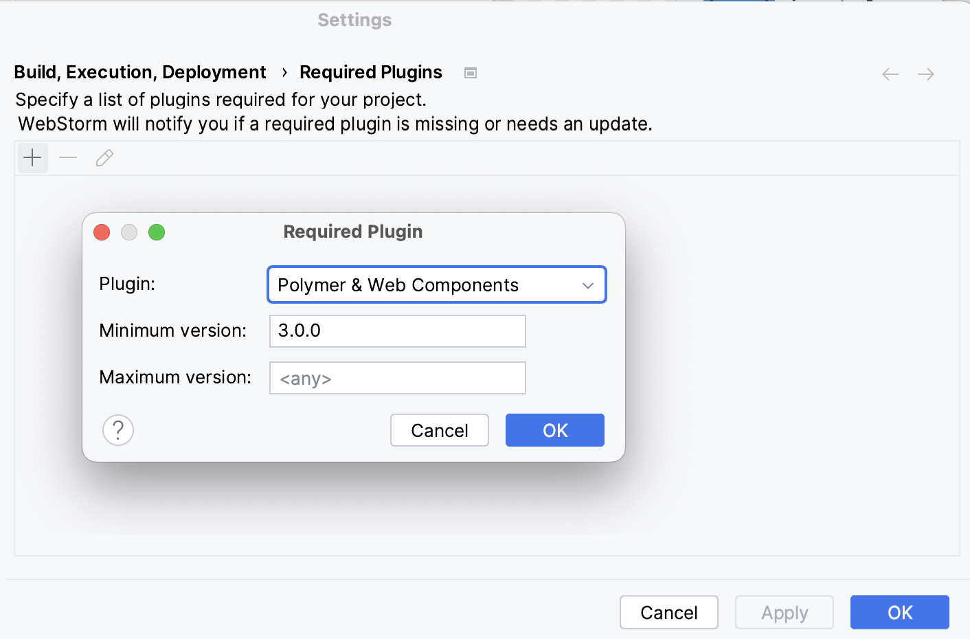 Add required plugin dialog