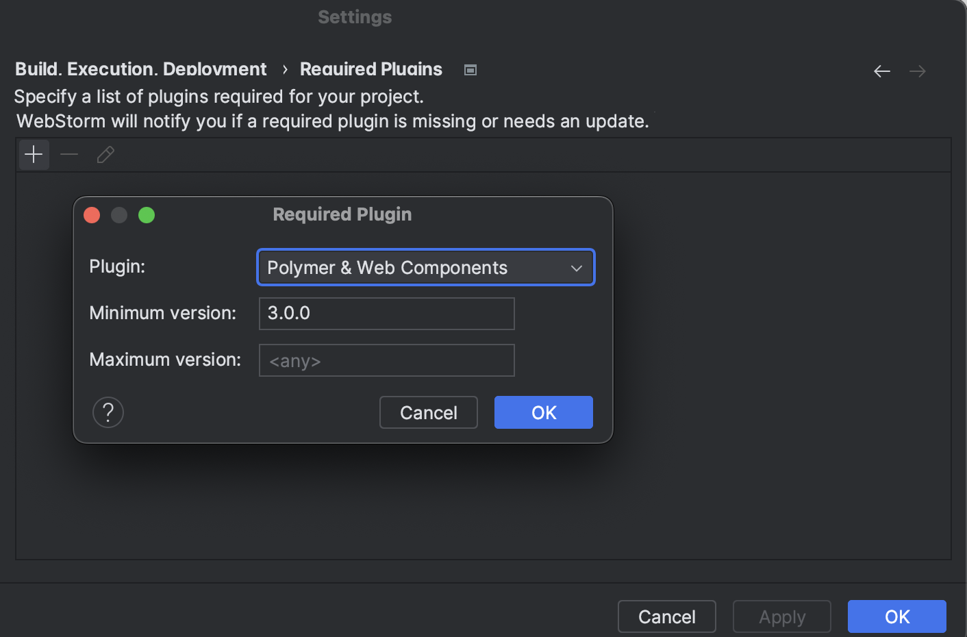 Add required plugin dialog