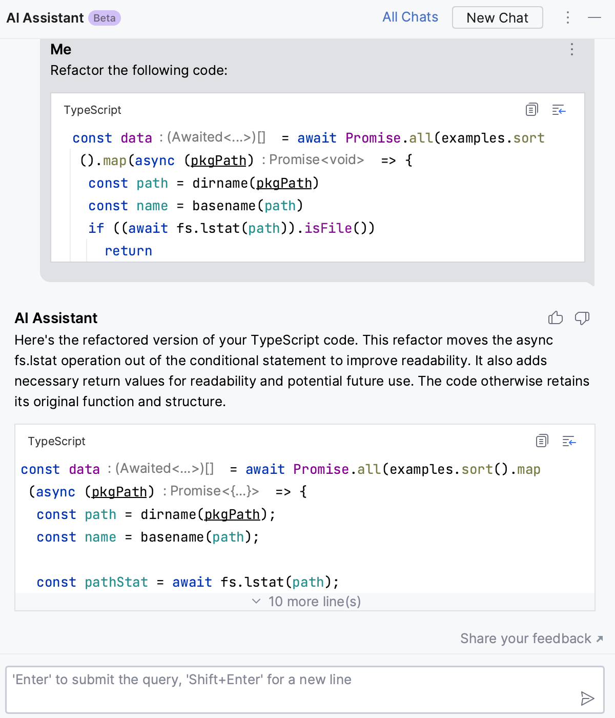 WebStorm: AI Assistant suggests refactoring