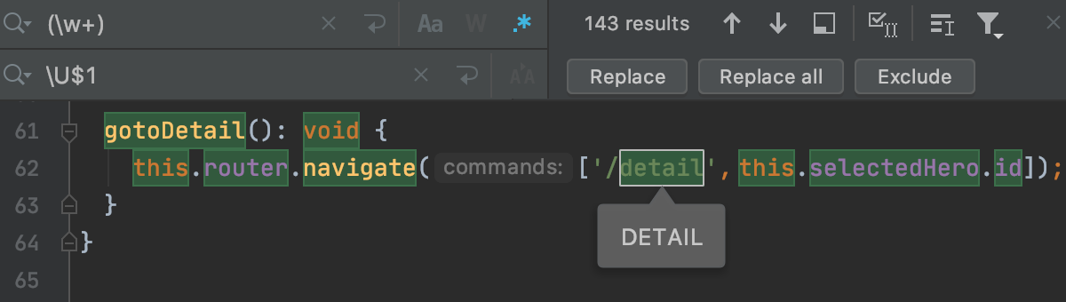 Switch to the uppercase character example