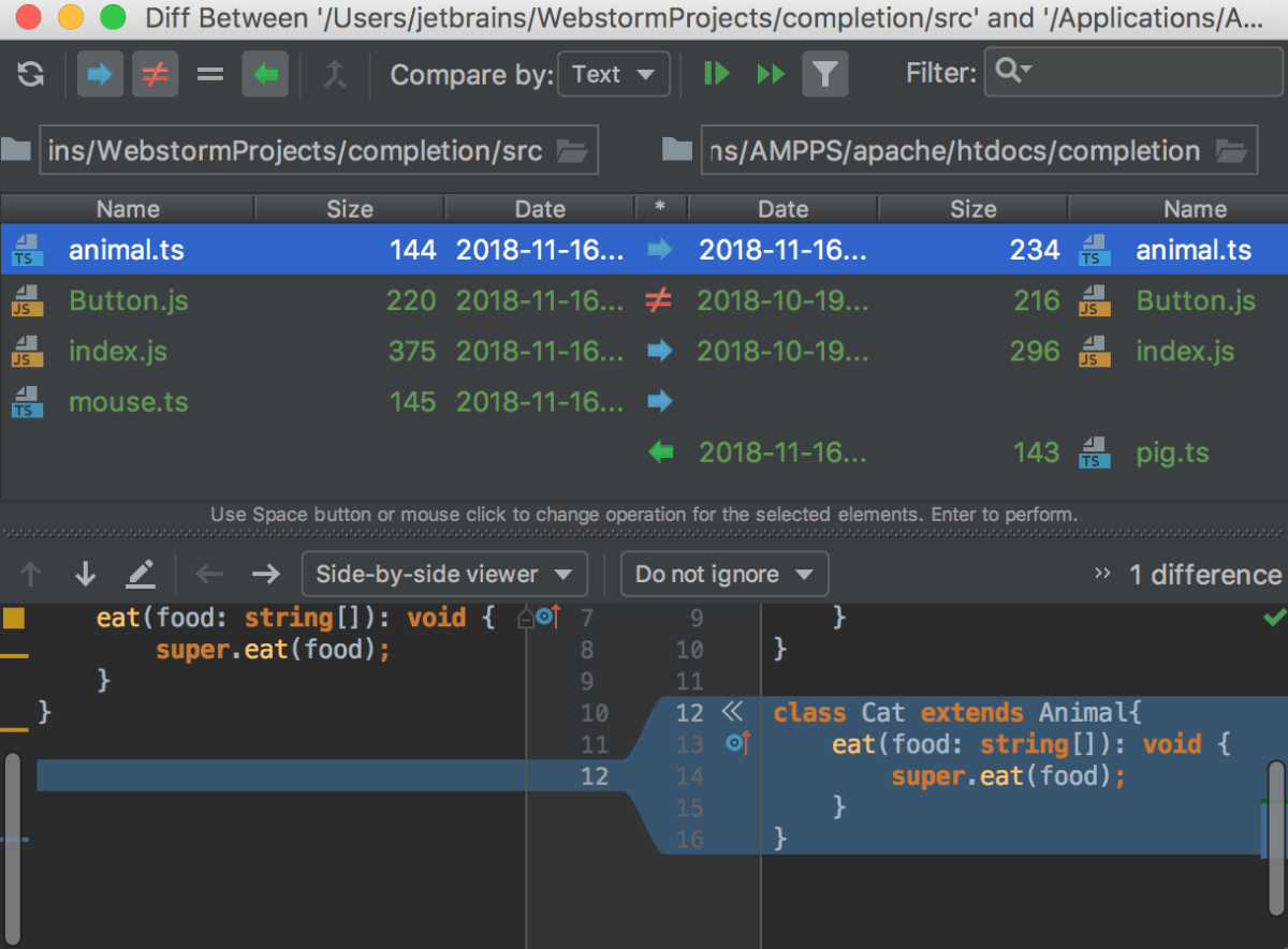 Comparing local and remote folders