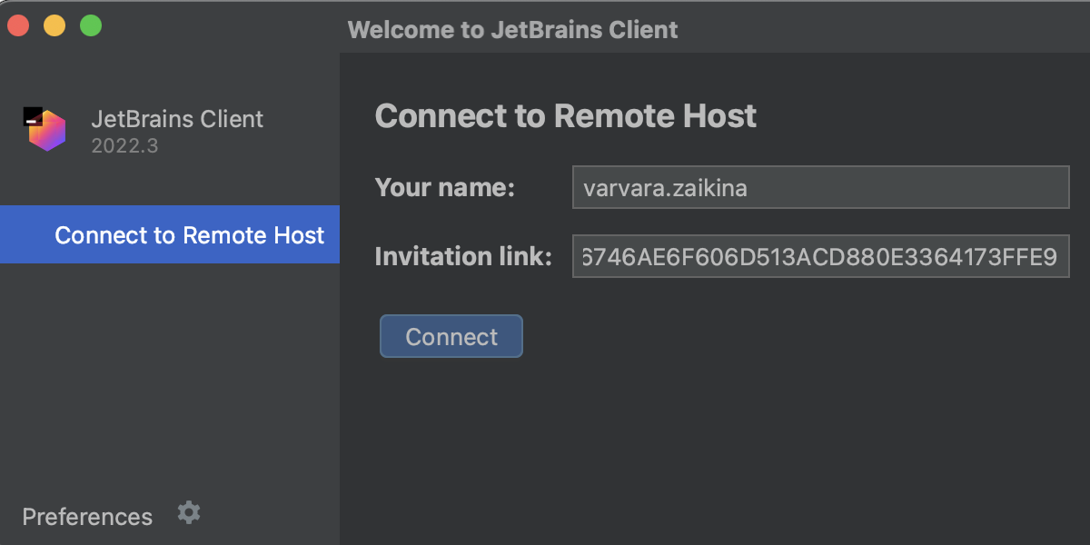 WebStorm Client welcome screen