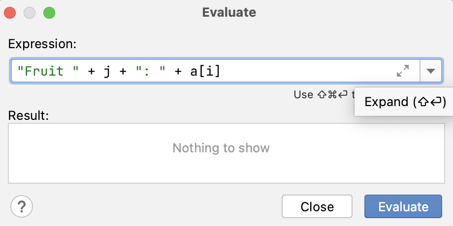 The expression is entered in the Code Fragment field: adjusting the field size