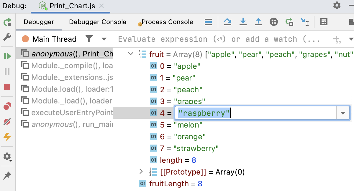 Enter new value for the variable in the field right next to its name