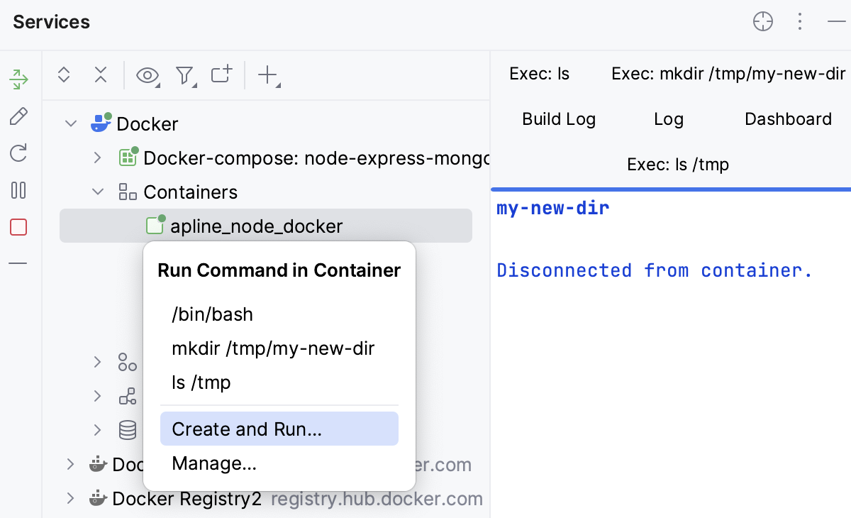 Execute a command in a running container