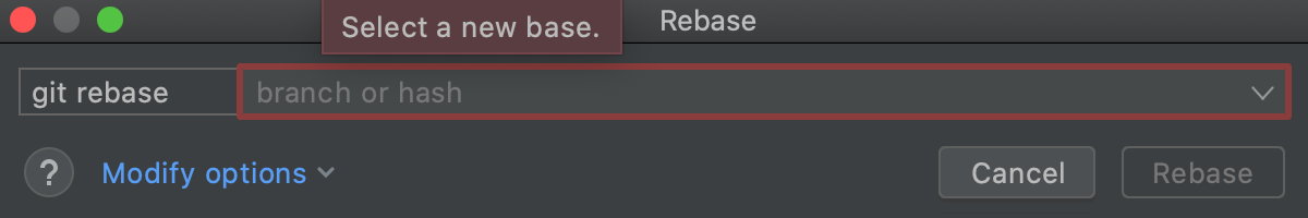 Git rebase dialog