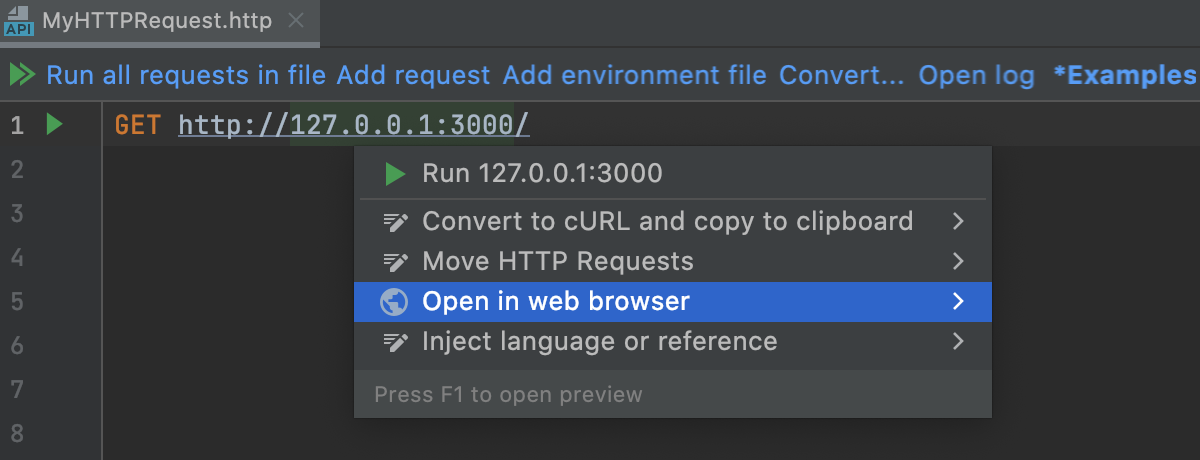 Open HTTP request in browser