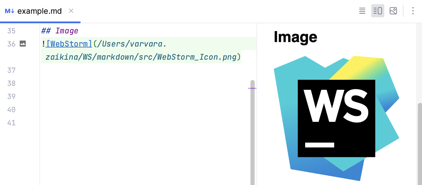 Inserted image in a Markdown document