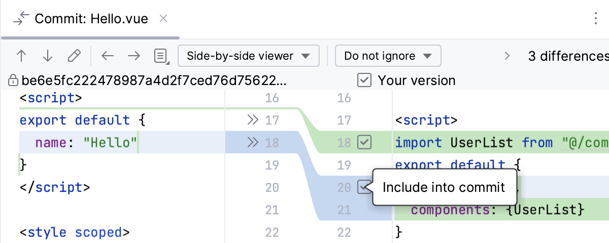 WebStorm: Partial commit dialog