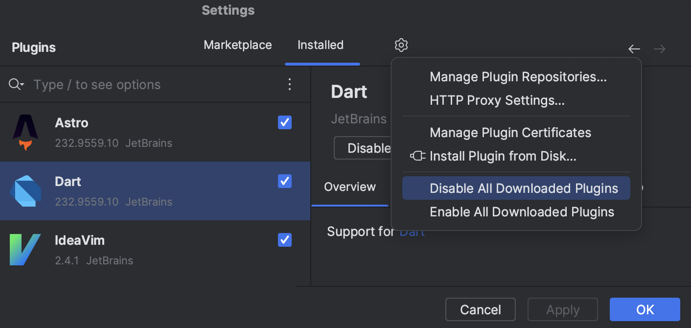 Disable all downloaded plugins
