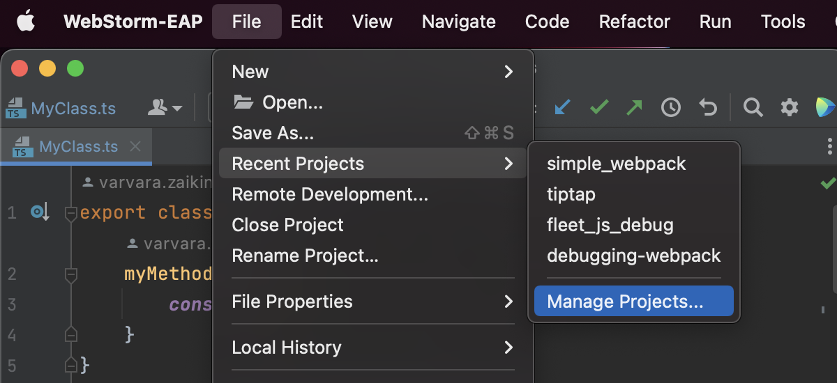 Remove a recent project from the list of the recent projects