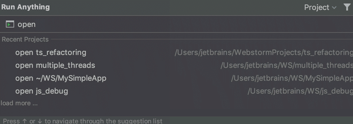 Run Anything: Opening a recent project