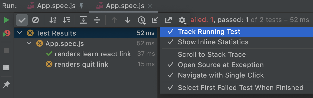 Track test execution