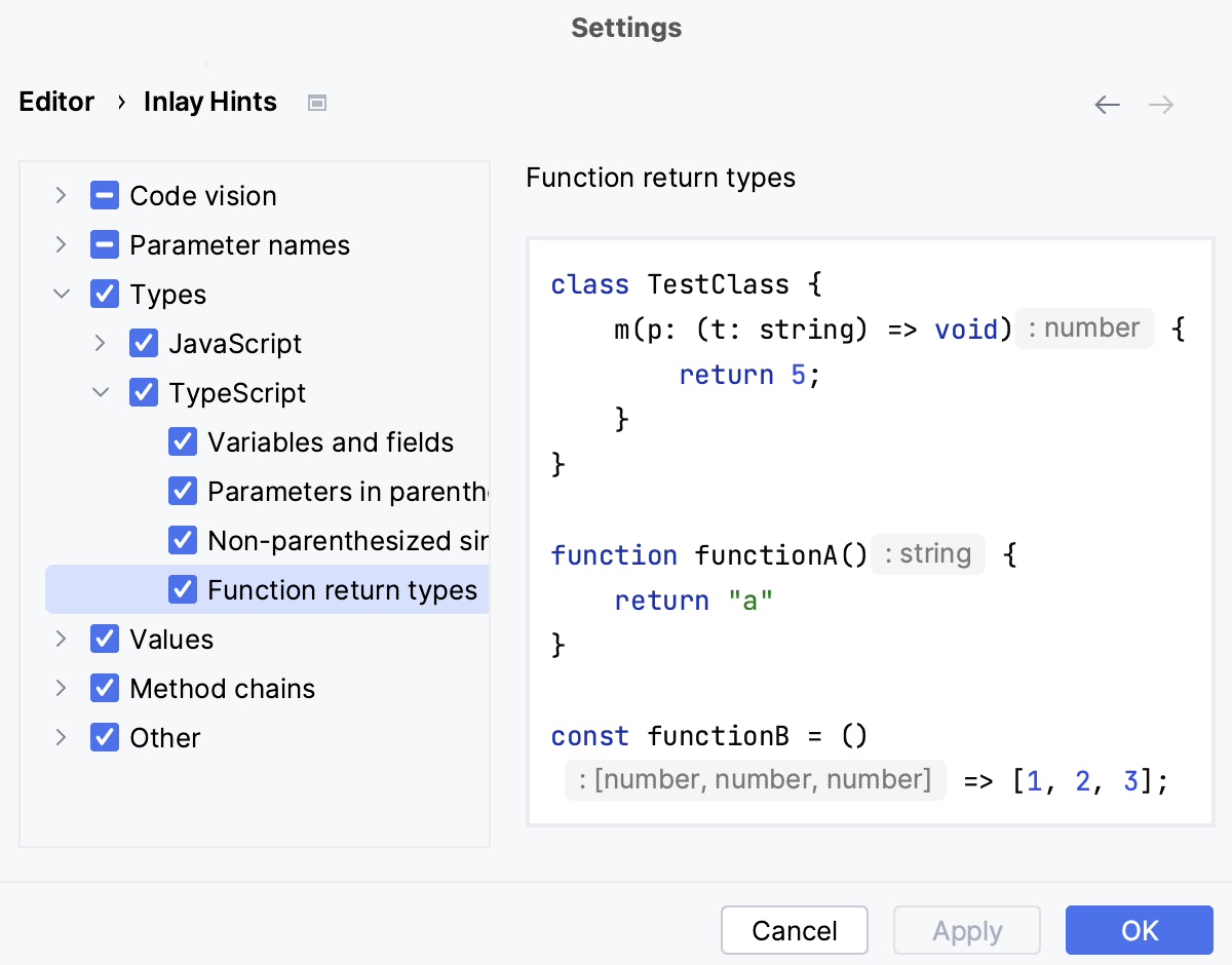 Function return type hints