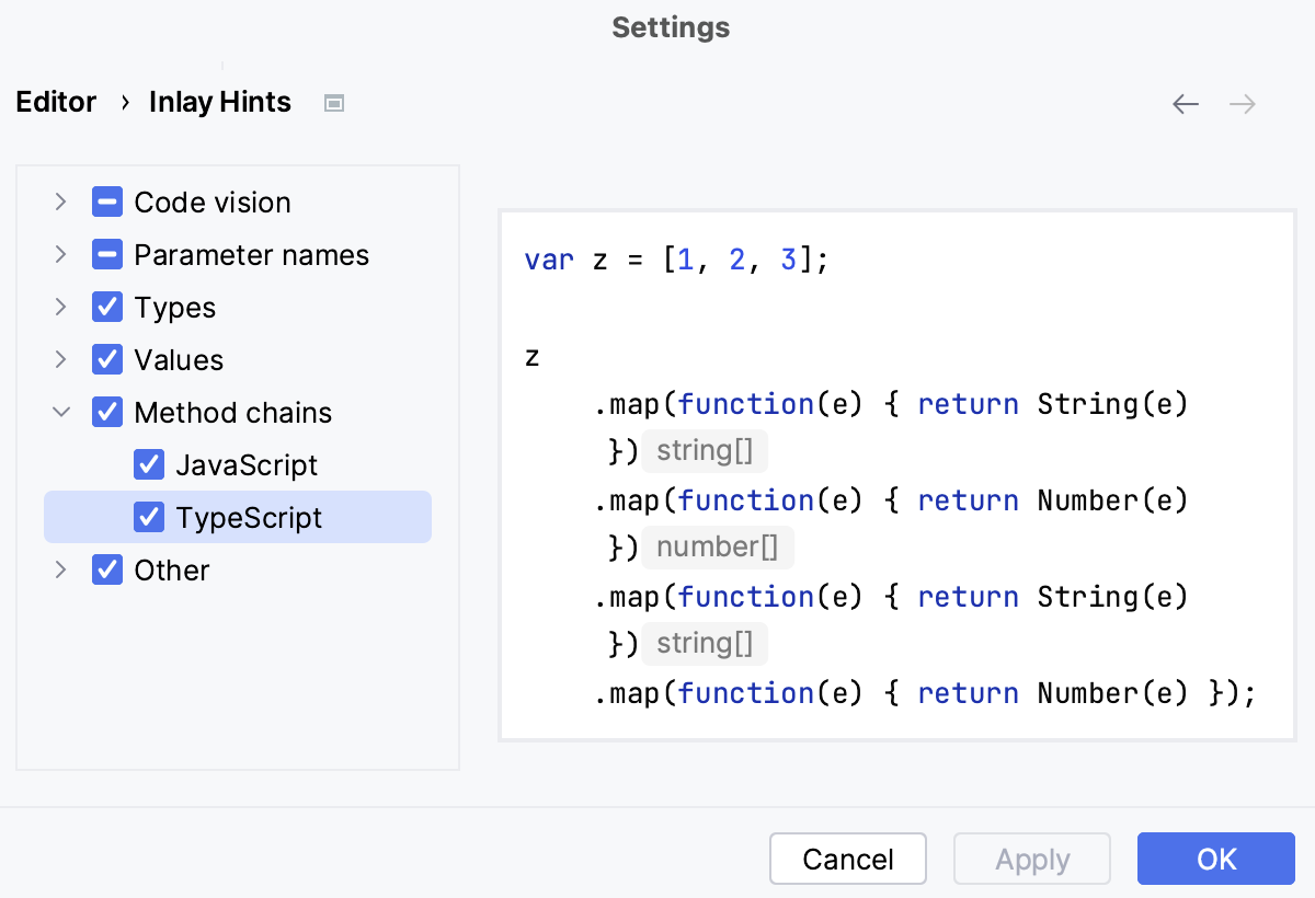 Return types for chained methods