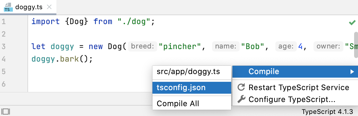 TypeScript widget: compile custom scope from tsconfig.json