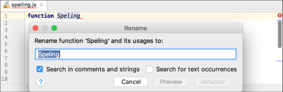 Type quick fix: rename refactoring